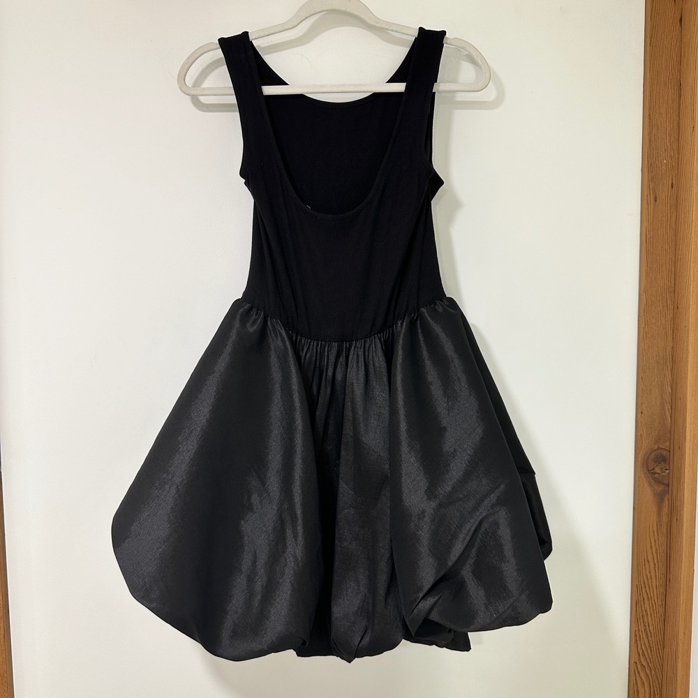Lola Grace Black Bubble Hem Mini Dress Women Large Ribbed Knit Party Scoop Back - Picture 2 of 9